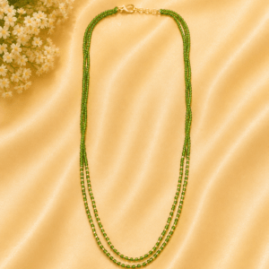 Elegant Double Layer Green Beaded Necklace for Women