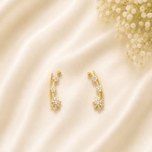 Elegant Floral AD Ear Cuff Earrings – Gold Plated | Crystal Ear Climber for Women