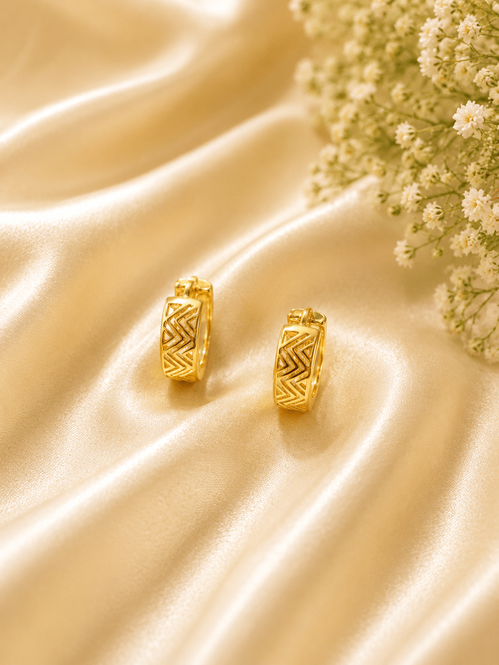 Premium Gold Polish Geometric Hoop Earrings for Women