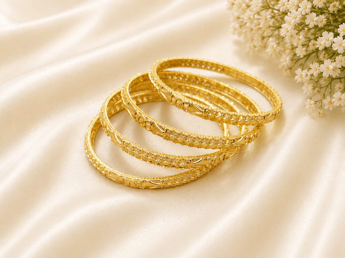 Traditional Gold-Plated Designer Bangles Set for Women - Image 2