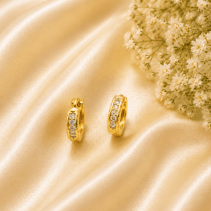 Gold Polish Crystal Hoop Earrings for Women | Elegant Daily Wear & Party Wear Earrings