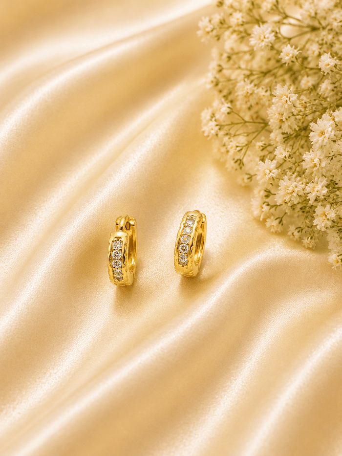 Gold Polish Crystal Hoop Earrings for Women | Elegant Daily Wear & Party Wear Earrings