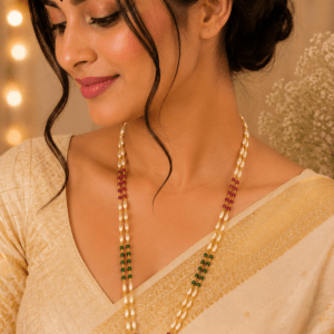 Elegant Pearl & Multi-Colour Beaded Long Necklace for Women