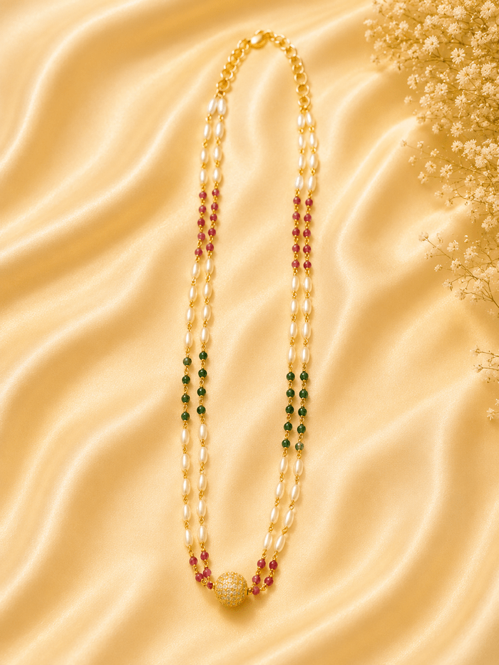 Elegant Pearl & Multi-Colour Beaded Long Necklace for Women