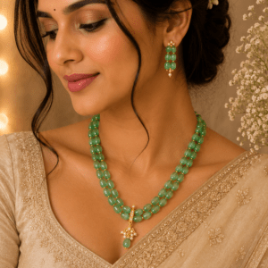 Elegant Double Layer Green Beaded Necklace for Women